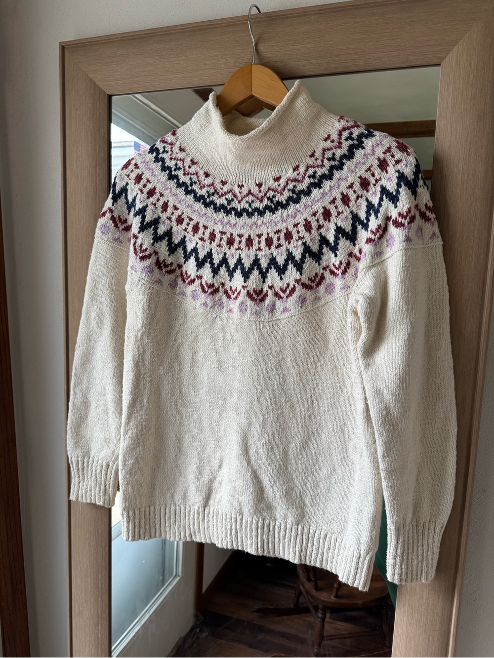L.L. Bean Cream Fair Isle Sweater